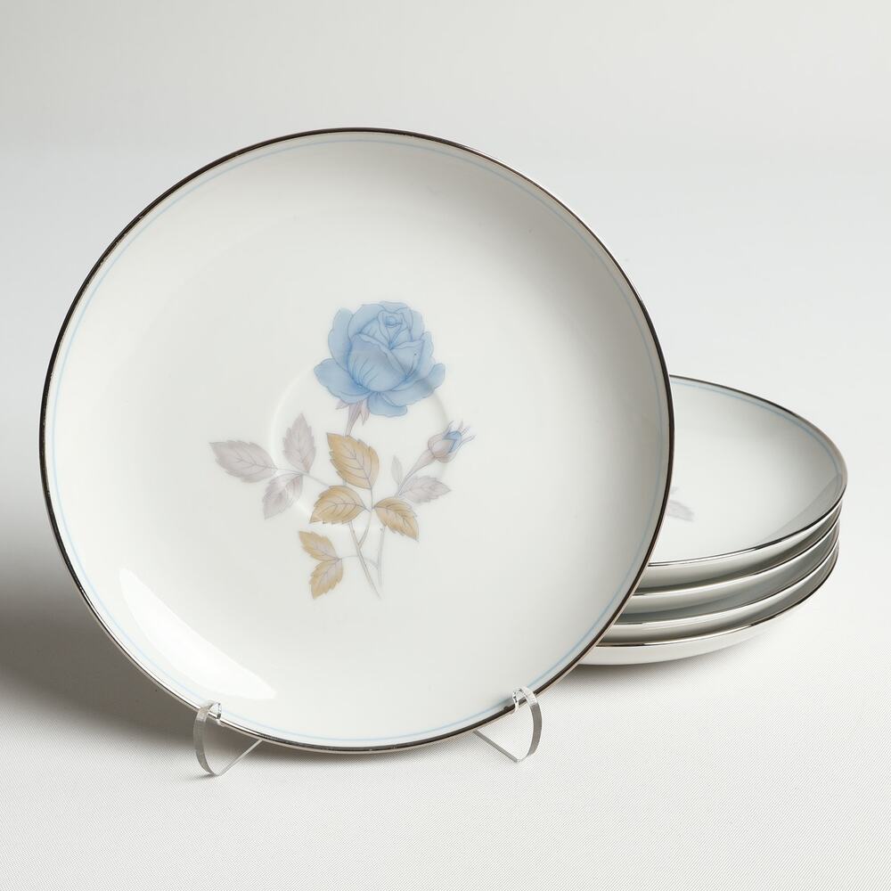 Lot of 5 Sango Japan Alice Blue Fine China 6" Saucer Plates White Floral